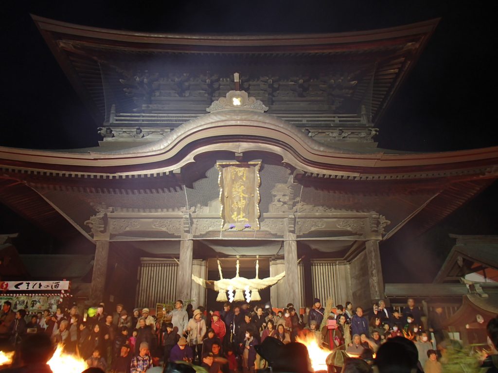 Aso shrine gate night of Ofuri matsuri