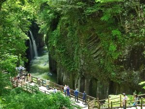 Takachiho gorge footpath and Manai Falls