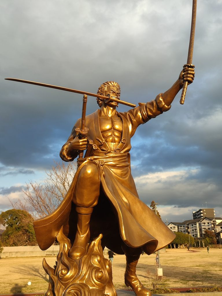 One Piece statue of Zoro in Ozu Kumamoto Prefecture, Japan