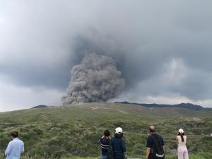 Aso volcano erupting